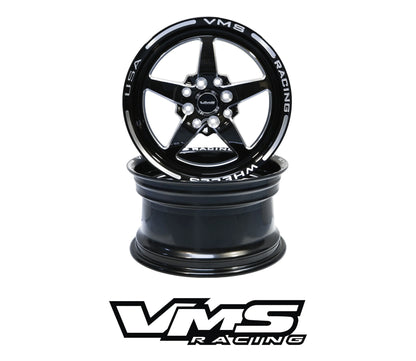 VMS Wheels Star 15X8 4X100/114.3 20 ET 73.1 CB Black Milling Finish