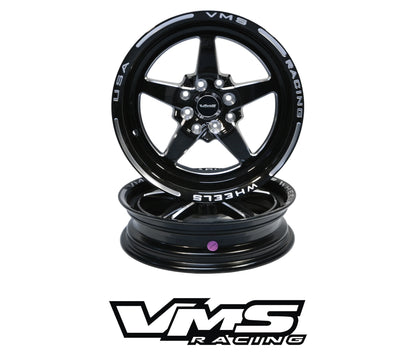 VMS Wheels Star 15X3.5 4X100/108 10 ET 73.1 CB Black Milling Finish