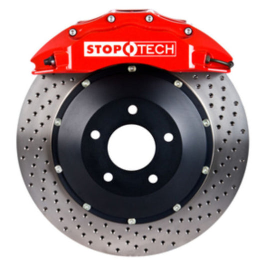 StopTech 03-06 Mitsubishi Evo BBK w/ Red ST-60 Calipers Drilled 355x32mm Front Big Brake Kit