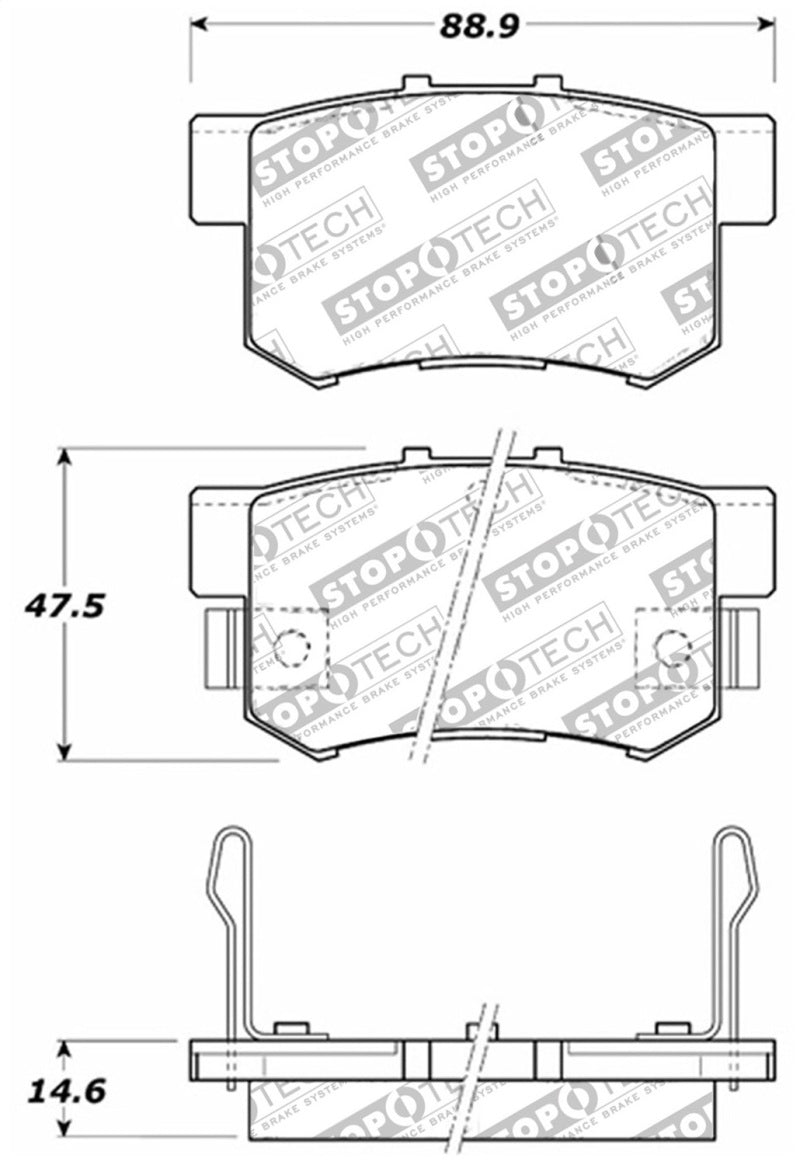 StopTech Street Touring 00-09 Honda S2000 / 92-07 Accord / 04-10 TSX Rear Brake Pads