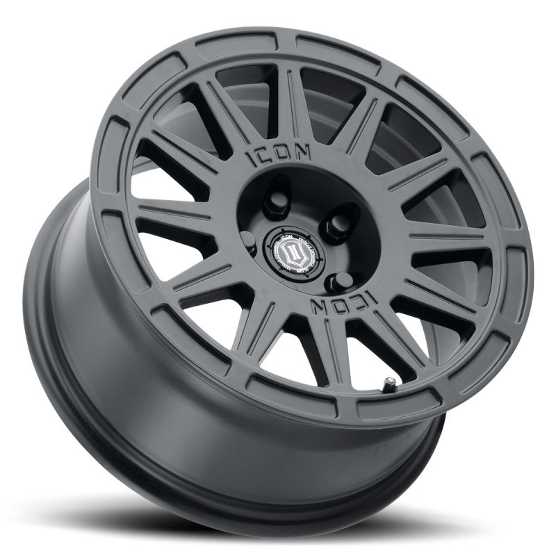 ICON Ricochet 15x7 5x100 15mm Offset 4.6in BS 56.1mm Bore Satin Black Wheel