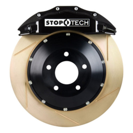 StopTech 03-06 Evo Front BBK w/ Black ST-60 Calipers Slotted Zinc 355x32mm Rotors Pads and SS Lin