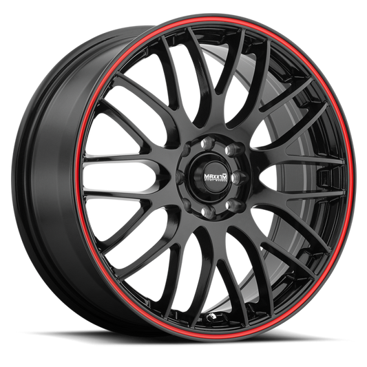 Maxxim Maze 15x6.5 8x100/114.3 ET38 Black/Red Stripe