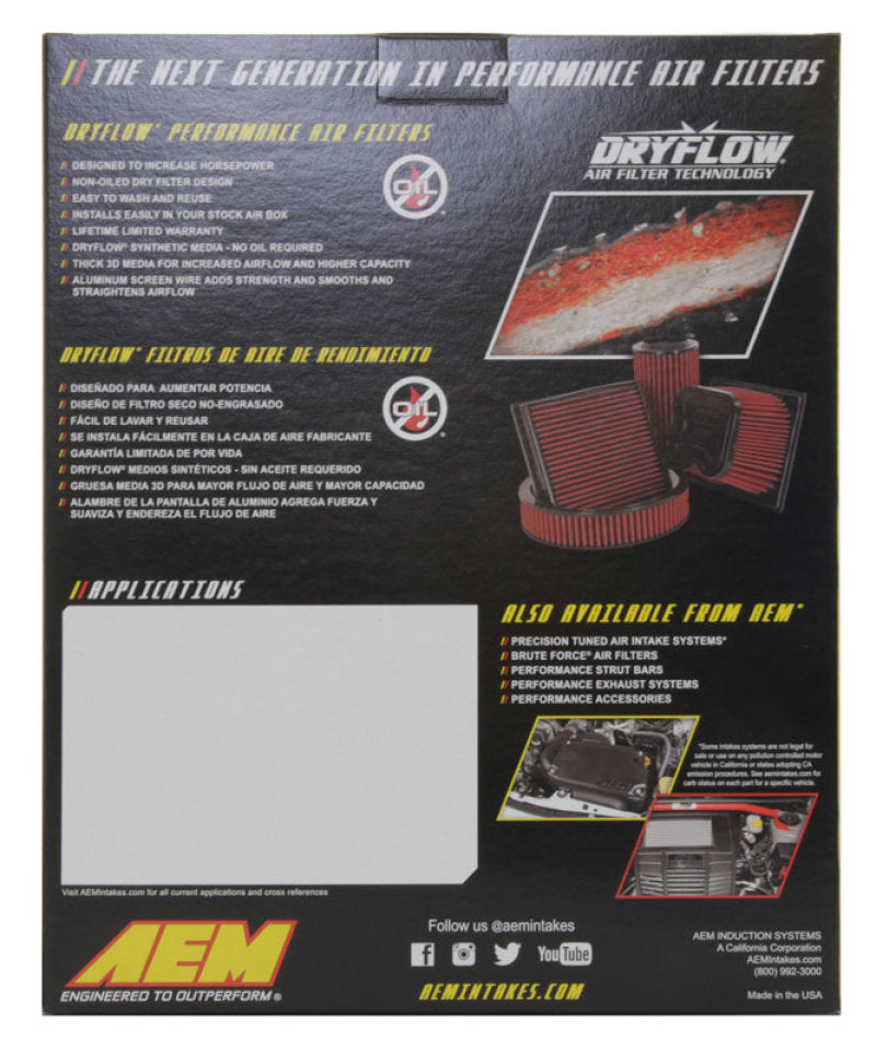 AEM 2011 GMC SIERRA 2500 HD 6.6L Dryflow Round Straight Air Filter