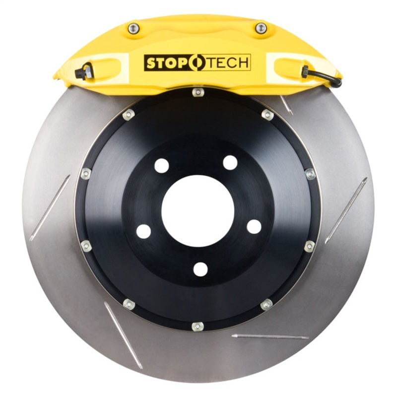 StopTech 08-11 Evo X Rear BBK w/ Yellow ST-40 Calipers Slotted 345x28mm Rotors/Pads/SS Lines