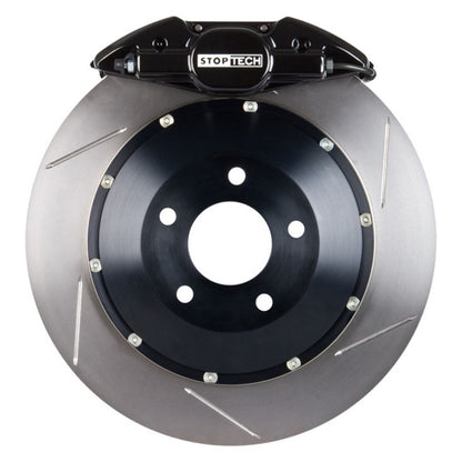 StopTech 06-08 350z (non-track) / 05-09 G35/G37AWD Rear BBK ST22 328x28 Slotted Rotors Black Caliper