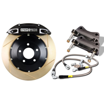 StopTech BBK 02-06 Acura RSX Black Calipers Slotted Two Piece Front Rotor