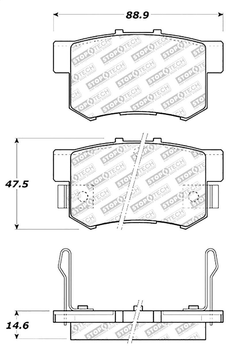 StopTech 00-09 Honda S2000 Street Select Performance Rear Brake Pads