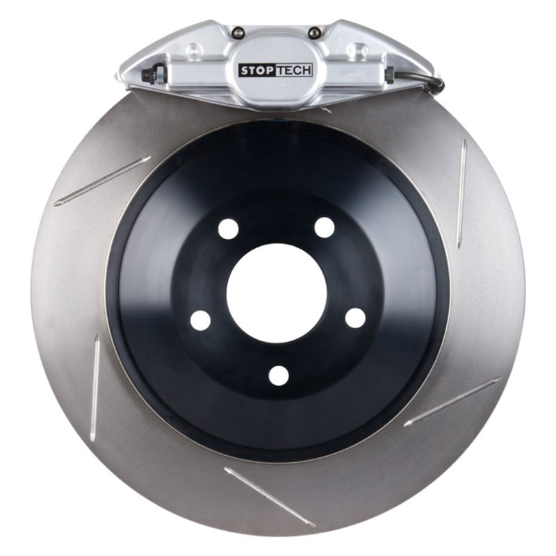 StopTech 03-06 Evo Rear BBK w/ Silver ST-22 Calipers Slotted 328X28mm Rotors Pads and SS Lines (6