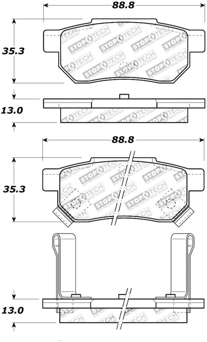 StopTech Street Touring 90-01 Integra (exc. Type R) Brake Pads