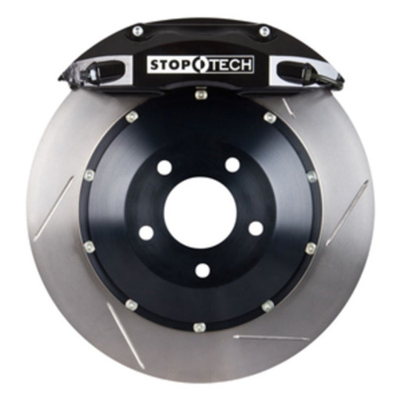 StopTech 03-06 Evo Front BBK w/ Black ST-40 Calipers Slotted 355x32mm Rotors Pads and SS Lines