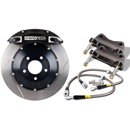 StopTech 06-08 350z (non-track) / 05-09 G35/G37AWD Rear BBK ST22 328x28 Slotted Rotors Black Caliper