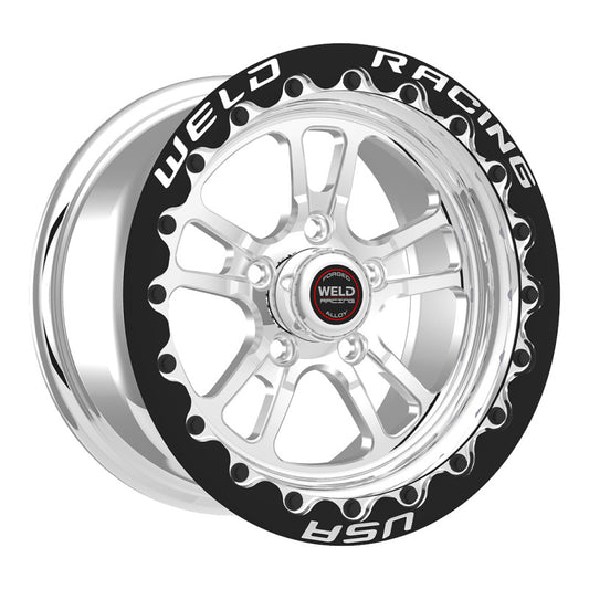 Weld S70 17x11 / 5x115 BP / 6.2in BS Polished Wheel (High Pad) - Black Single Beadlock MT