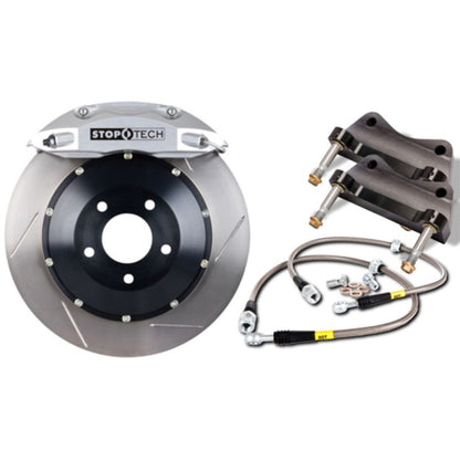 StopTech 90-96 300zx Front BBK w/ Silver ST-40 Calipers Slotted 332x32 Rotors Pads and SS Lines
